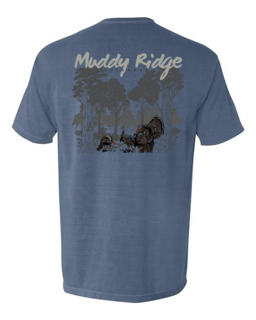 Muddy Ridge Outdoors Turkey Hunting Tshirt - Turkey Hunting TShirt Design, Strutting Turkey on TShirt