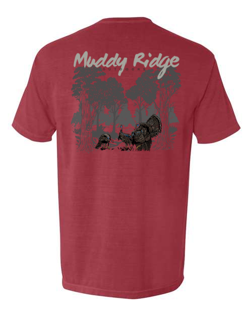 Muddy Ridge Outdoors Turkey Hunting Tshirt - Turkey Hunting TShirt Design, Strutting Turkey on TShirt