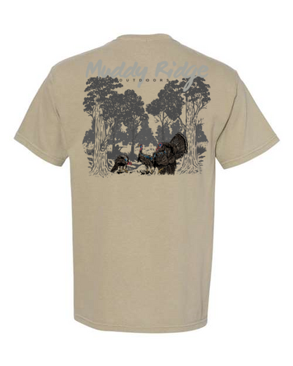 Muddy Ridge Outdoors Turkey Hunting Tshirt - Turkey Hunting TShirt Design, Strutting Turkey on TShirt