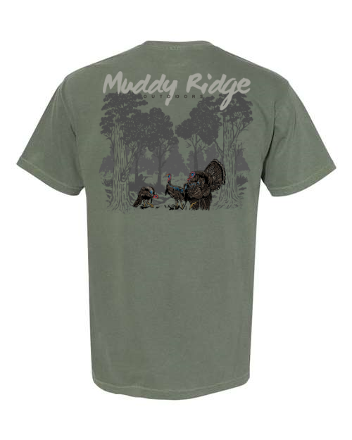 Muddy Ridge Outdoors Turkey Hunting Tshirt - Turkey Hunting TShirt Design, Strutting Turkey on TShirt